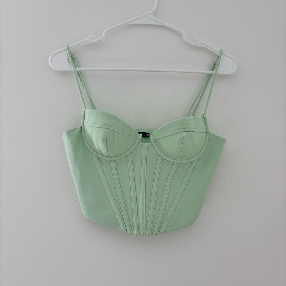 Zara Corset Top Mint Green Size M NWT